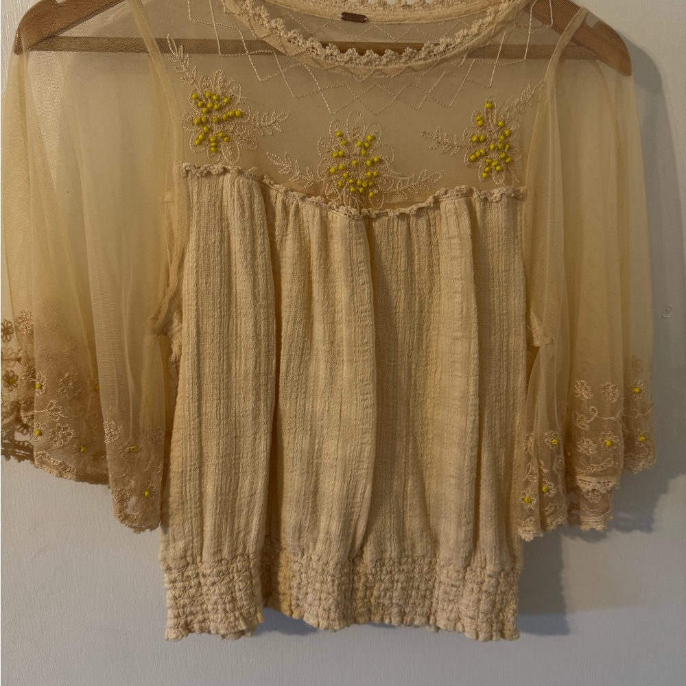 Free People Beaded BoHo Lace Women's Top